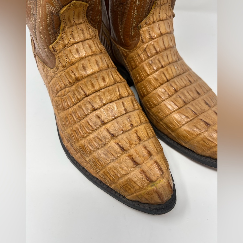DAN POST Men's Cowboy Boots Monterrey Sz 9.5EE Genuine Caiman VTG - Picture 2 of 9